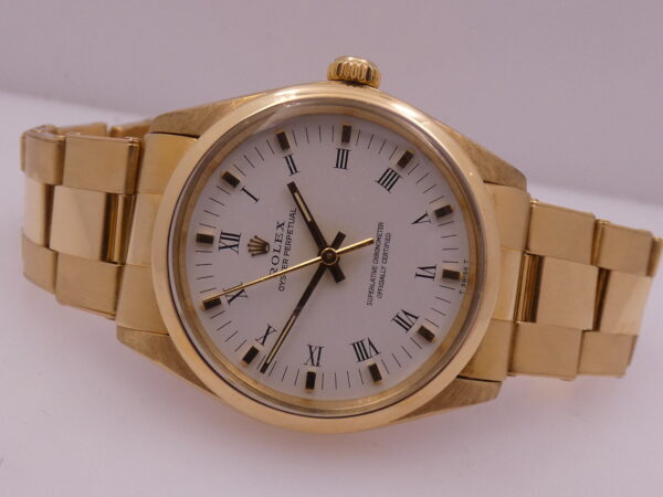 Rolex Oyster Perpetual 34 Certified 18Kt FULL GOLD 1002 Automatic Year 1977 Rivet Bracelet TOP CONDITION