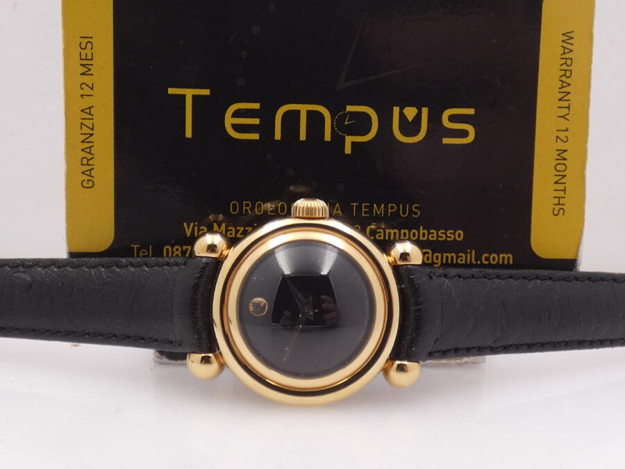 Movado Museum Bubble 37mm NEW OLD STOCK Laminato Oro 18 Kt  Anni '90 Mai Indossato - immagine 2