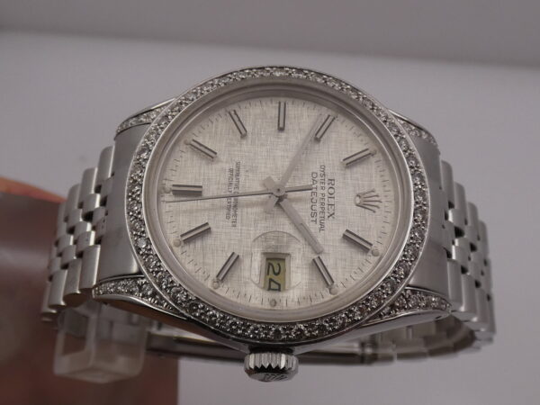 Rolex Datejust 36 16014 Linen Dial Jubilee Diamond Lugs&Bezel Anno 1982 Automatico Acciaio