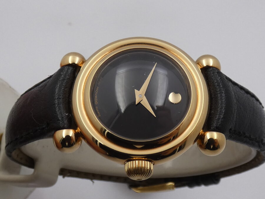 Movado Museum Bubble 37mm NEW OLD STOCK Laminato Oro 18 Kt  Anni '90 Mai Indossato - immagine 3