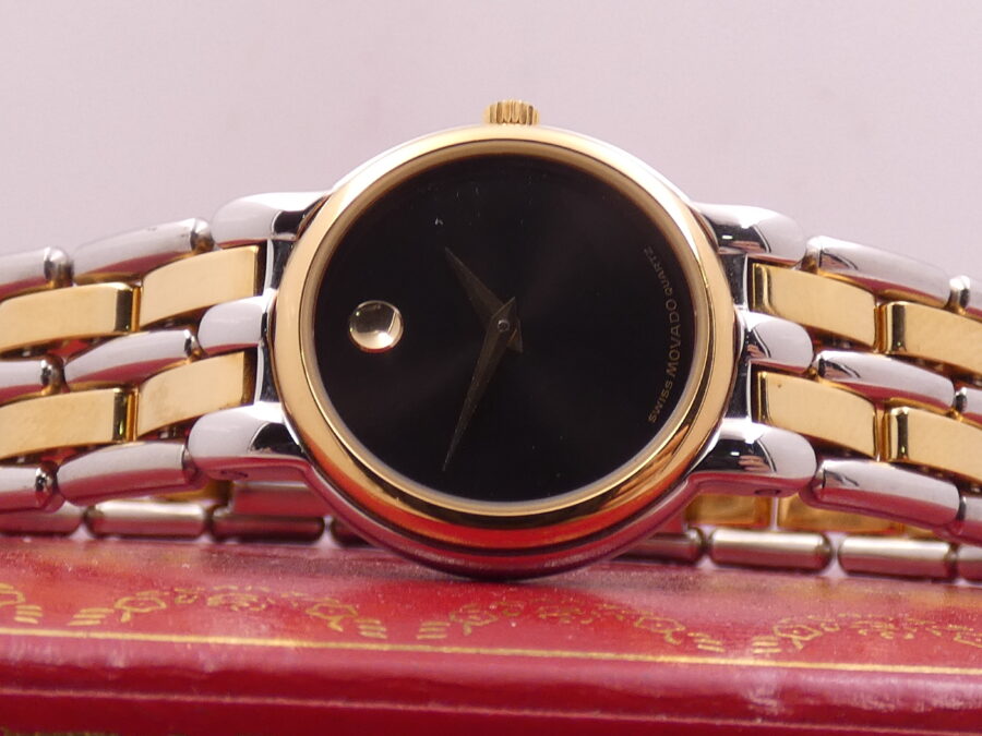 Movado Museum Lady N.O.S. Lam. Oro 18Kt & Acciaio NEW OLD STOCK Anni '90s Mai Indossato - immagine 4