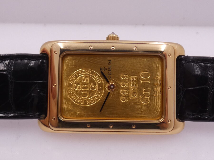 Corum Union Bank Of Switzerland Ingot 10Gr N.O.S. FULL SET Oro Massiccio 18Kt 999,9 Anno 1992 Carica Manuale - immagine 4