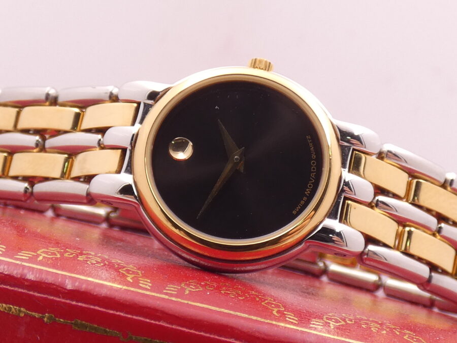 Movado Museum Lady N.O.S. Lam. Oro 18Kt & Acciaio NEW OLD STOCK Anni '90s Mai Indossato - immagine 5