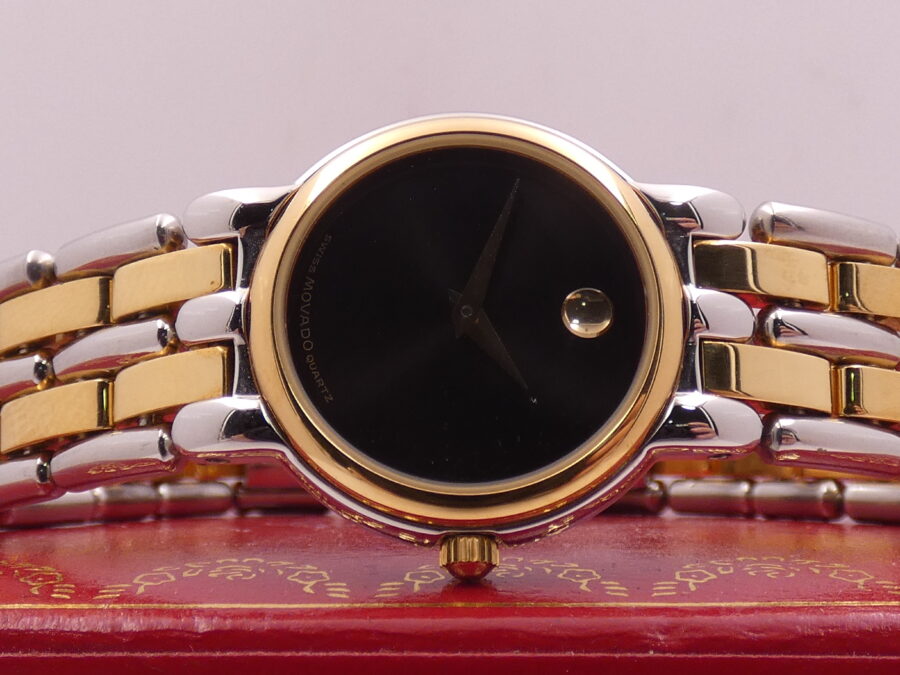 Movado Museum Lady N.O.S. Lam. Oro 18Kt & Acciaio NEW OLD STOCK Anni '90s Mai Indossato - immagine 6