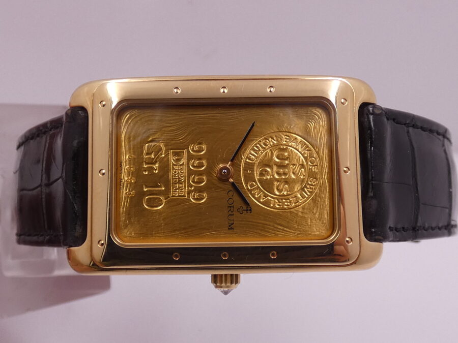 Corum Union Bank Of Switzerland Ingot 10Gr N.O.S. FULL SET Oro Massiccio 18Kt 999,9 Anno 1992 Carica Manuale - immagine 6