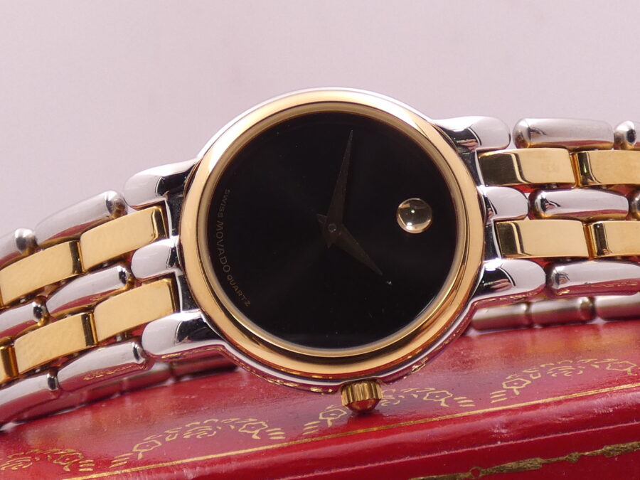 Movado Museum Lady N.O.S. Lam. Oro 18Kt & Acciaio NEW OLD STOCK Anni '90s Mai Indossato - immagine 7