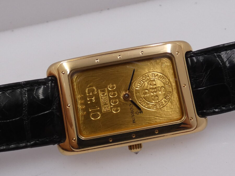 Corum Union Bank Of Switzerland Ingot 10Gr N.O.S. FULL SET Oro Massiccio 18Kt 999,9 Anno 1992 Carica Manuale - immagine 7