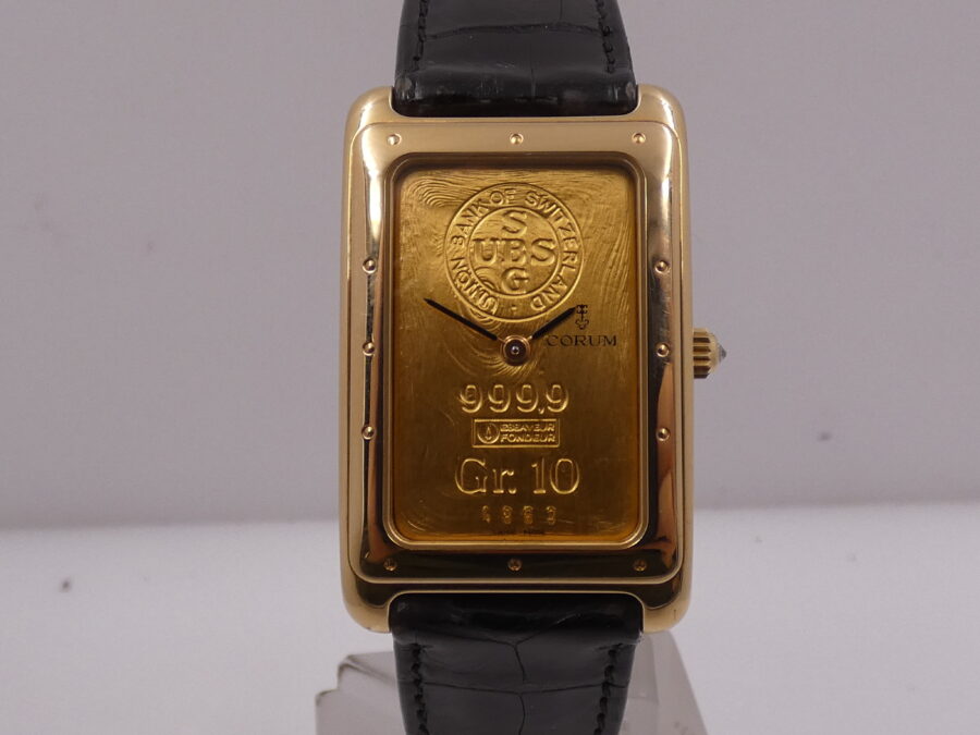 Corum Union Bank Of Switzerland Ingot 10Gr N.O.S. FULL SET Oro Massiccio 18Kt 999,9 Anno 1992 Carica Manuale - immagine 8