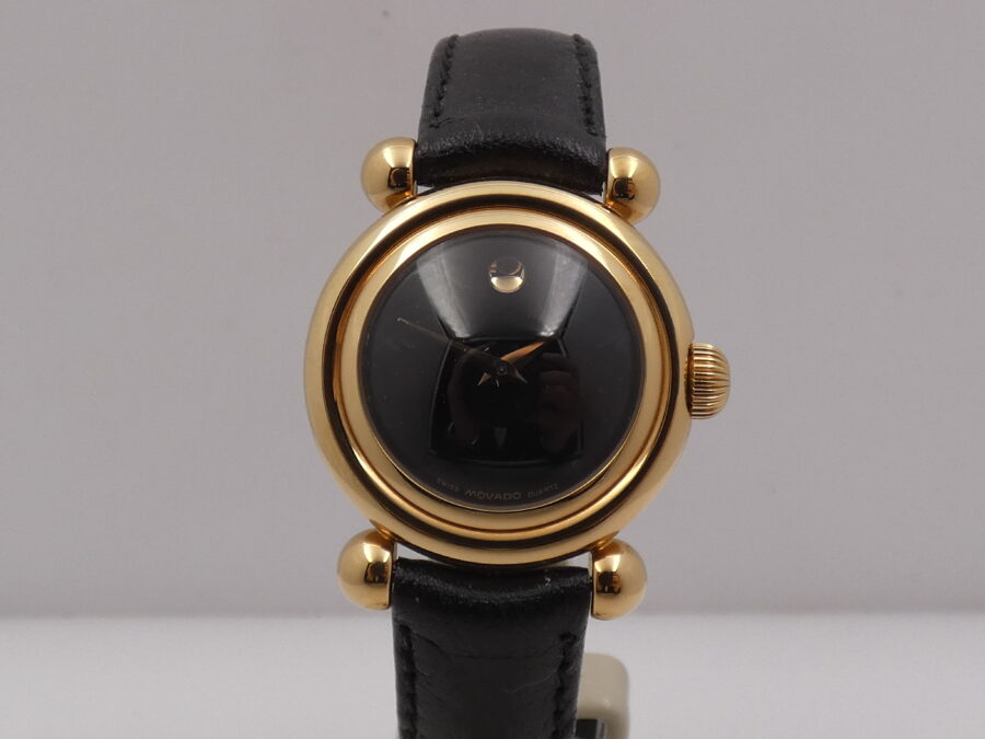 Movado Museum Bubble 37mm NEW OLD STOCK Laminato Oro 18 Kt  Anni '90 Mai Indossato - immagine 9