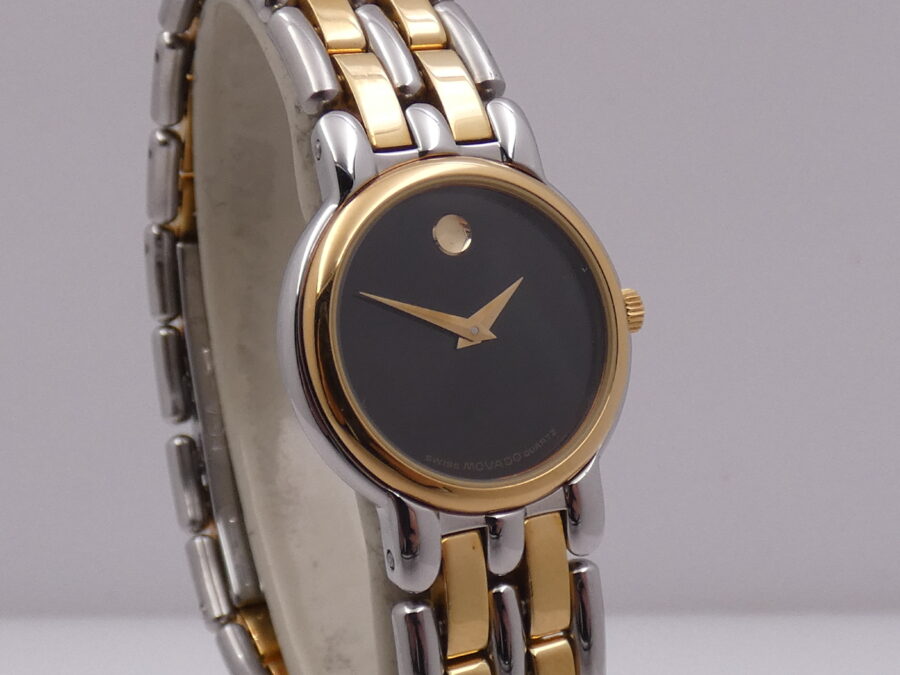 Movado Museum Lady N.O.S. Lam. Oro 18Kt & Acciaio NEW OLD STOCK Anni '90s Mai Indossato - immagine 10