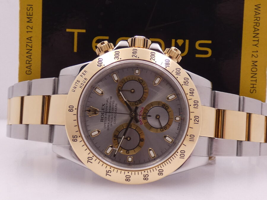 Rolex Daytona Cosmpograph 116523 Slim Hands BOX&PAPERS ITALIA 18Kt Gold&Steel 2004 Automatic - immagine 2