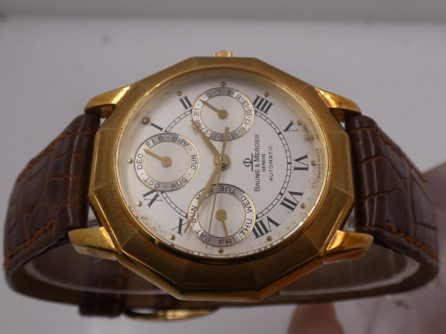 Baume & Mercier Riviera Complication Triple Date N.O.S. Oro 18Kt BOX&PAPERS LIMITED EDITION Anni 90