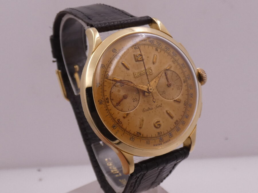 Eberhard & Co. Extra-Fort Cronografo 14007 Oversize 39mm Oro 18 Kt ANNI '50s Carica Manuale - immagine 11