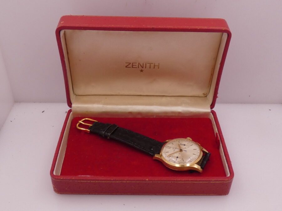 Zenith Stellina Cronografo Oro Massiccio 18Kt Anni 50's TOP CONDITION Carica Manuale WITH BOX - immagine 11