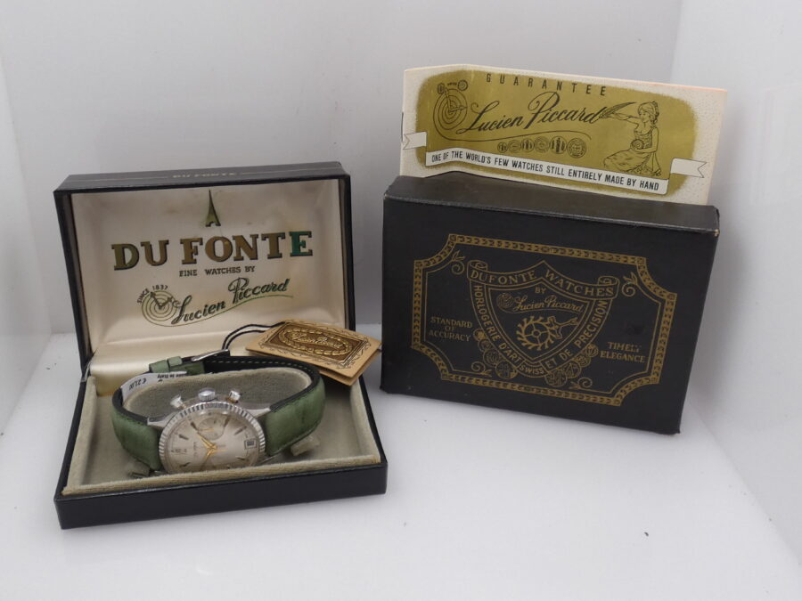 DuFonte By Lucien Piccard Bicompax Date Cronografo FULL SET Anni 1960's Manuale Landeron 189 - immagine 11