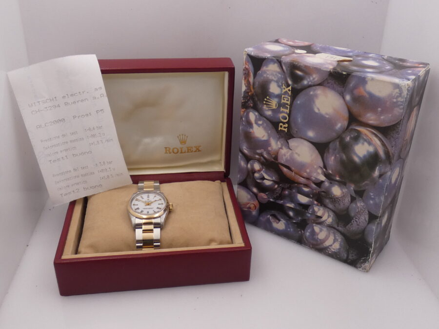 Rolex Oyster Perpetual 31 Mid-Size 67483 SENZA FORI Acciaio&Oro18Kt Anno 1998 Automatico WITH BOX - immagine 11