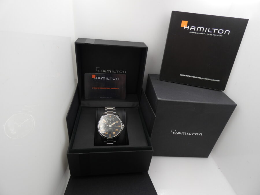 Hamilton Khaki Aviation Day Date H646450 NUOVO Anno 2022 BOX&PAPERS Automatico Acciaio - immagine 12