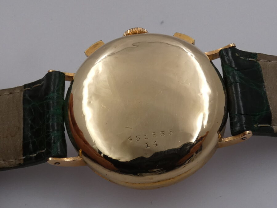 Cronografo Nice Watch Bicompax Oro massiccio 18 Kt Carica Manuale ANNI '50s - immagine 15