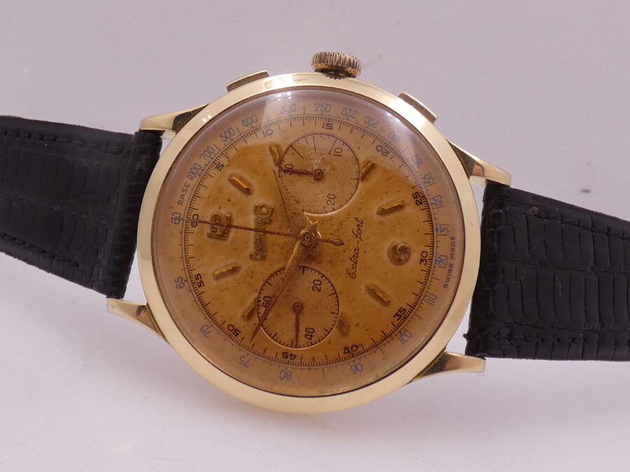 Eberhard & Co. Extra-Fort Cronografo 14007 Oversize 39mm Oro 18 Kt ANNI '50s Carica Manuale - immagine 6