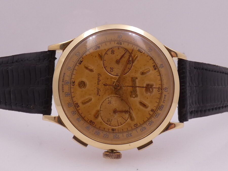 Eberhard & Co. Extra-Fort Cronografo 14007 Oversize 39mm Oro 18 Kt ANNI '50s Carica Manuale - immagine 7