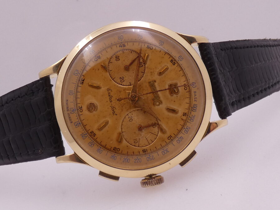 Eberhard & Co. Extra-Fort Cronografo 14007 Oversize 39mm Oro 18 Kt ANNI '50s Carica Manuale - immagine 8