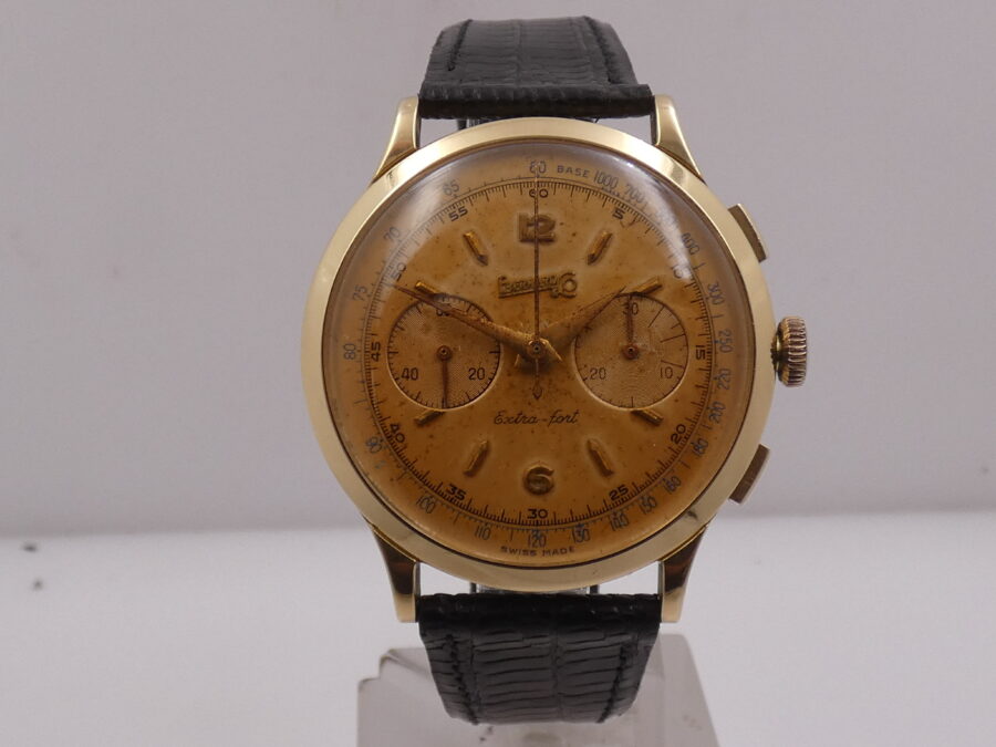 Eberhard & Co. Extra-Fort Cronografo 14007 Oversize 39mm Oro 18 Kt ANNI '50s Carica Manuale - immagine 9