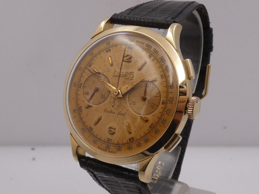 Eberhard & Co. Extra-Fort Cronografo 14007 Oversize 39mm Oro 18 Kt ANNI '50s Carica Manuale - immagine 10