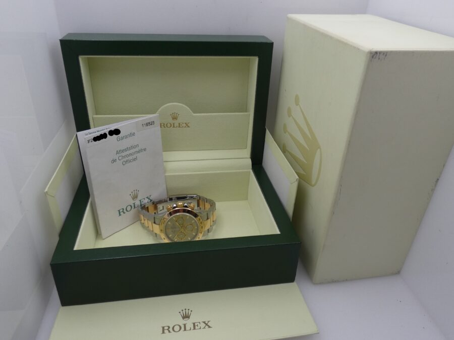 Rolex Daytona Cosmpograph 116523 Slim Hands BOX&PAPERS ITALIA 18Kt Gold&Steel 2004 Automatic - immagine 10