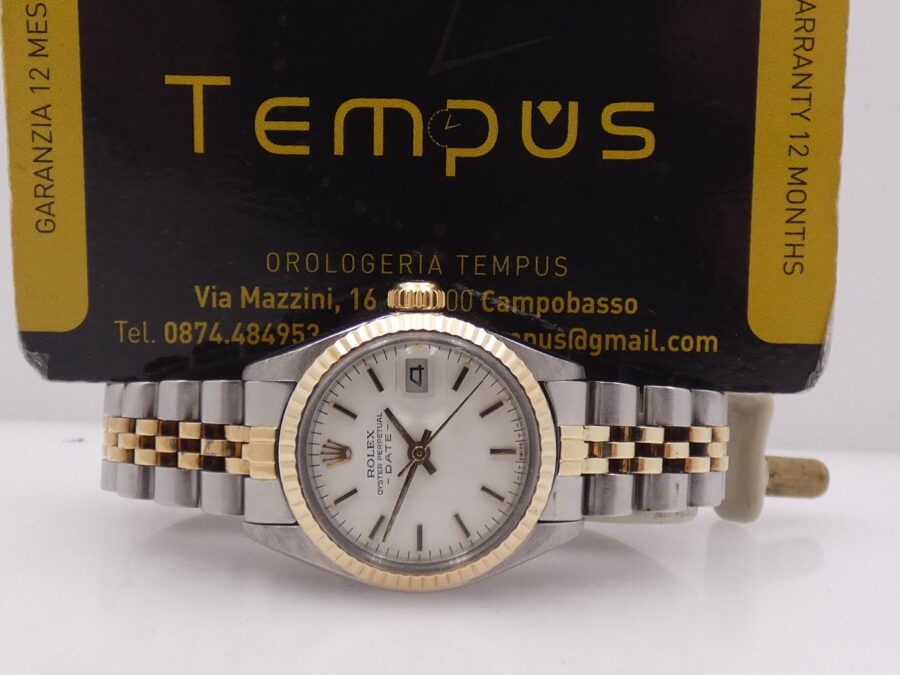 Rolex Oyster Perpetual Lady Date 6917 Acciaio & Oro 18 Kt Anno 1981 Bracciale Jubilee - immagine 2