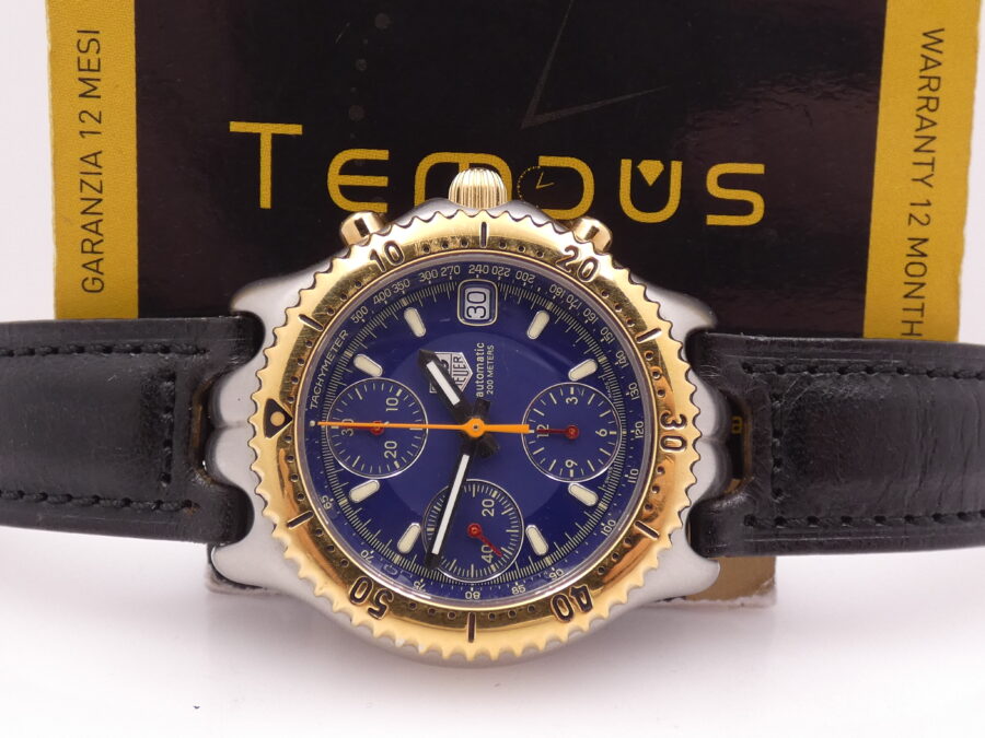 Cronografo TAG Heuer SEL 200m CG 2121 R0 Ghiera Oro 18Kt BOX&PAPERS Automatico Acciaio ANNI '90s - immagine 2