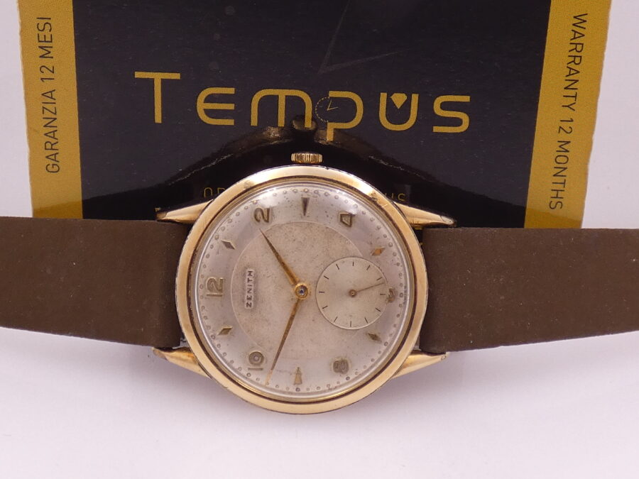 Zenith Vintage Oversize Big Second 36mm ANNO 1953 Laminato Oro 18Kt Carica Manuale - immagine 2