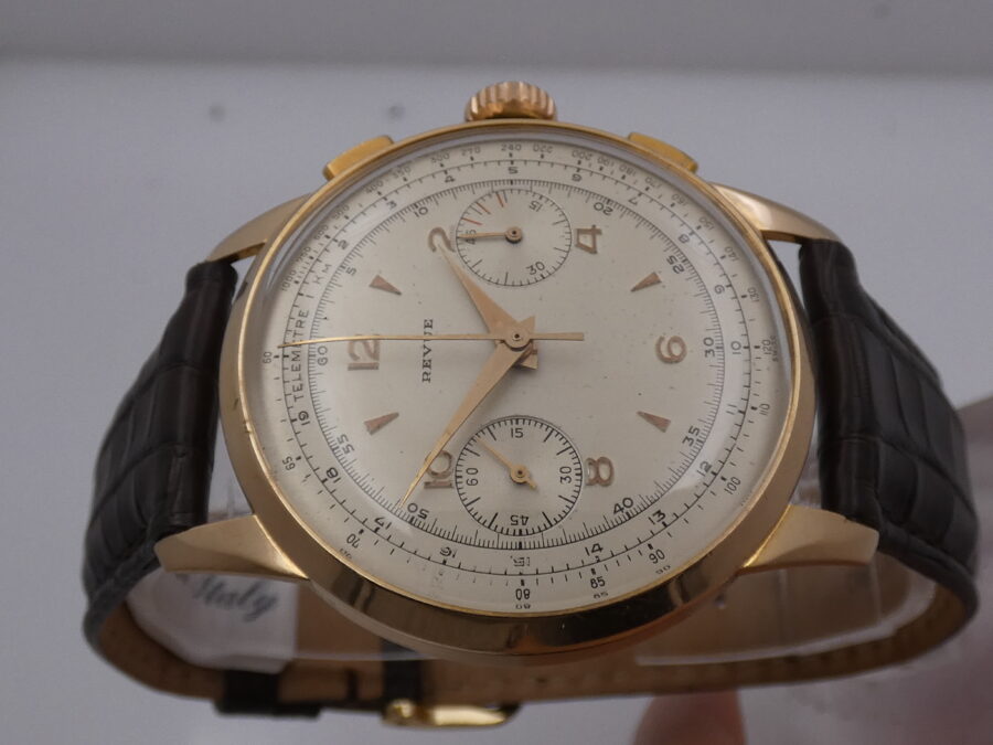 Revue Cronografo Oversize 38mm Oro Rosa 18Kt Calibro Angelus 215 APPENA REVISIONATO '50s Column Wheel