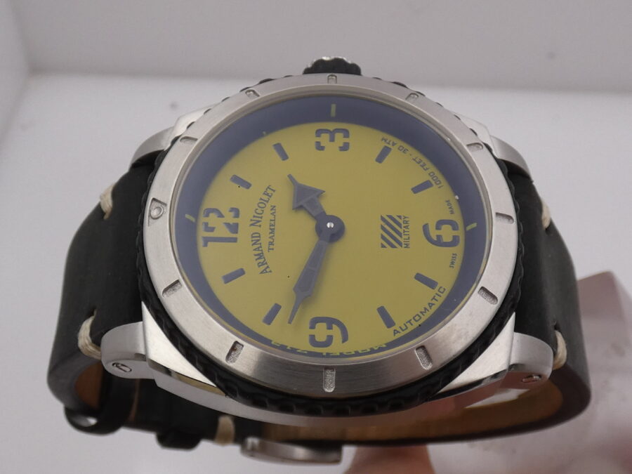 Armand Nicolet Tramelan Military A713 46mm BOX&PAPERS Automatico Acciaio