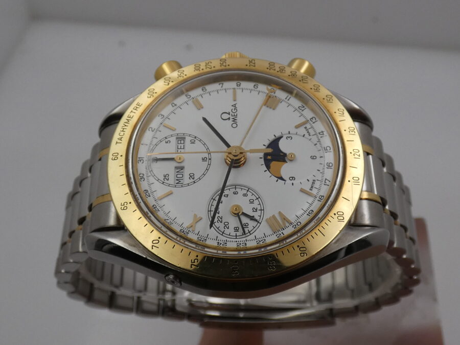 Omega Speedmaster Triple Date Moonphases BOX&PAPERS Italia Acciaio & Oro 18Kt 175.0034 Automatico Anno 1992