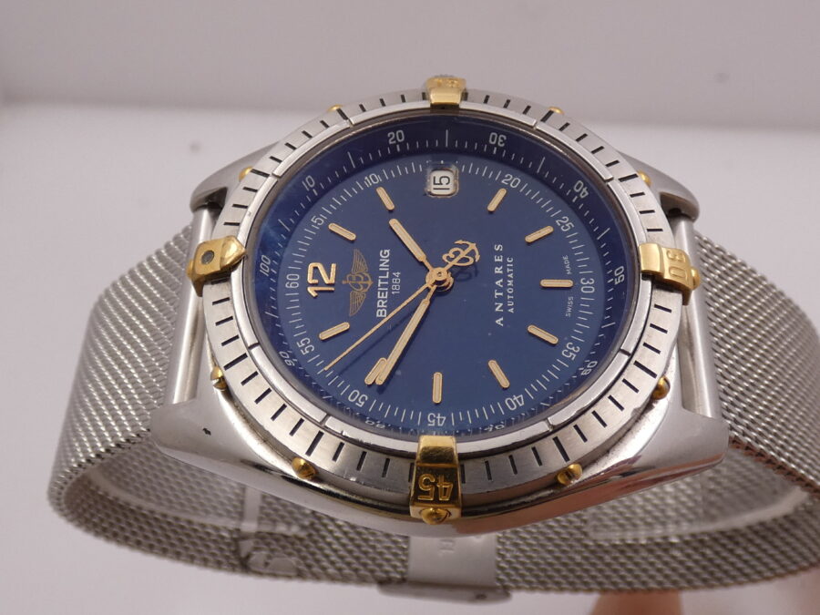 Breitling Antares B10048 Automatico Acciaio & Oro 18 Kt Blue Dial ANNI '90