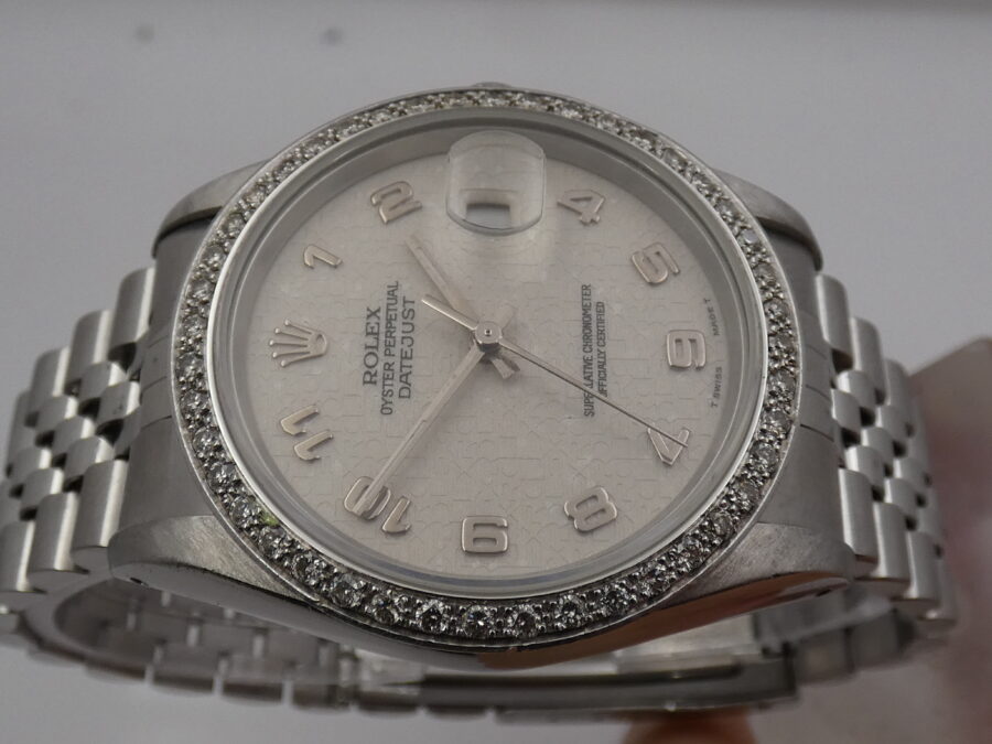 Rolex Datejust 36 16200 Jubilee Century Dial 1ct Diamonds Bezel YEAR 1994 Automatic Steel