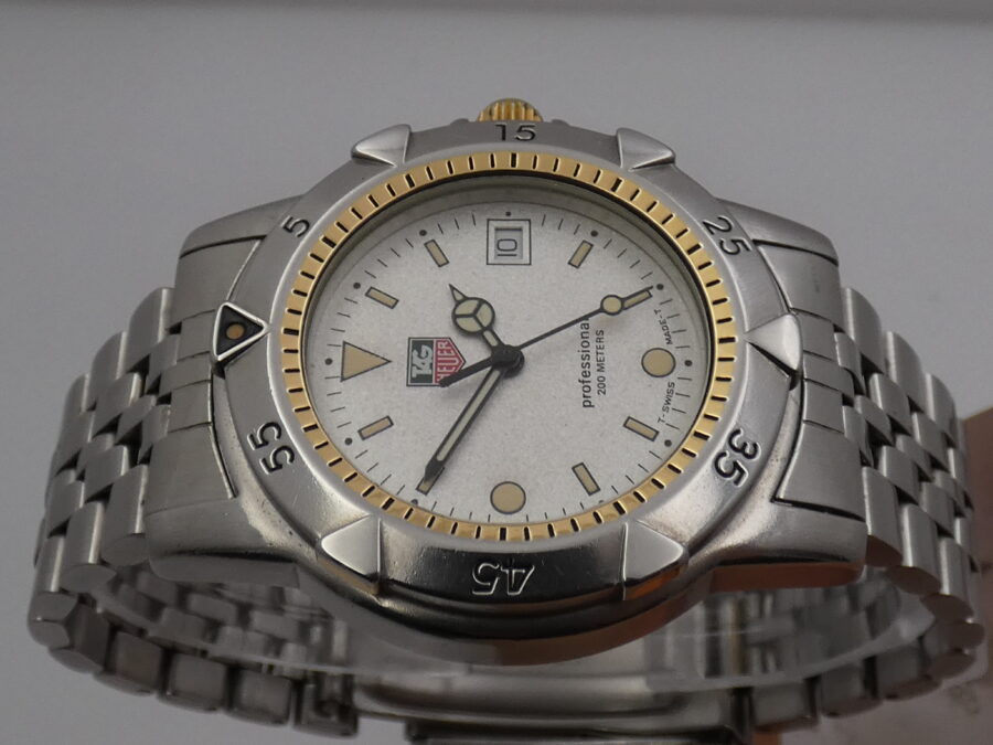 TAG Heuer 2000 Professional 200m 974.013F Laminato Oro 18Kt & Acciaio Glitter Dial Anni 90's Braccialato