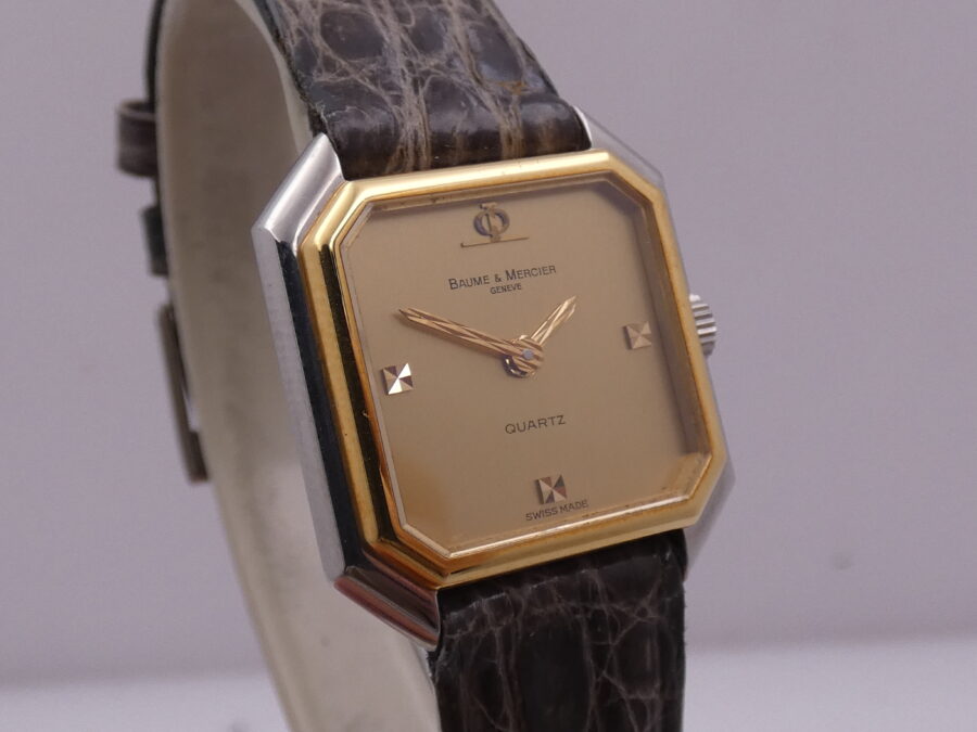 Baume & Mercier Octagon Lady N.O.S. B4859 Acciaio & Oro 18Kt New Old Stock Anni 80's With BOX - immagine 11