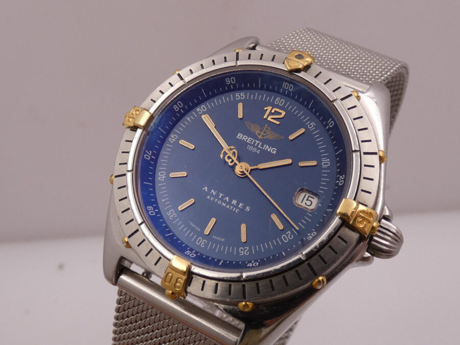 Breitling Antares B10048 Automatico Acciaio & Oro 18 Kt Blue Dial ANNI '90 - immagine 12