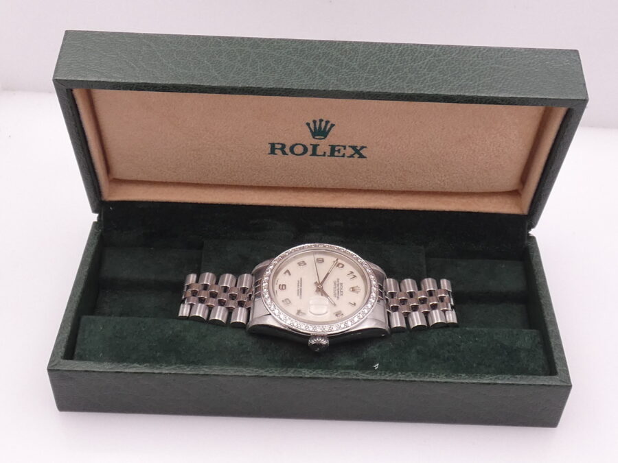 Rolex Datejust 36 16200 Jubilee Century Dial 1ct Diamonds Bezel YEAR 1994 Automatic Steel - immagine 11