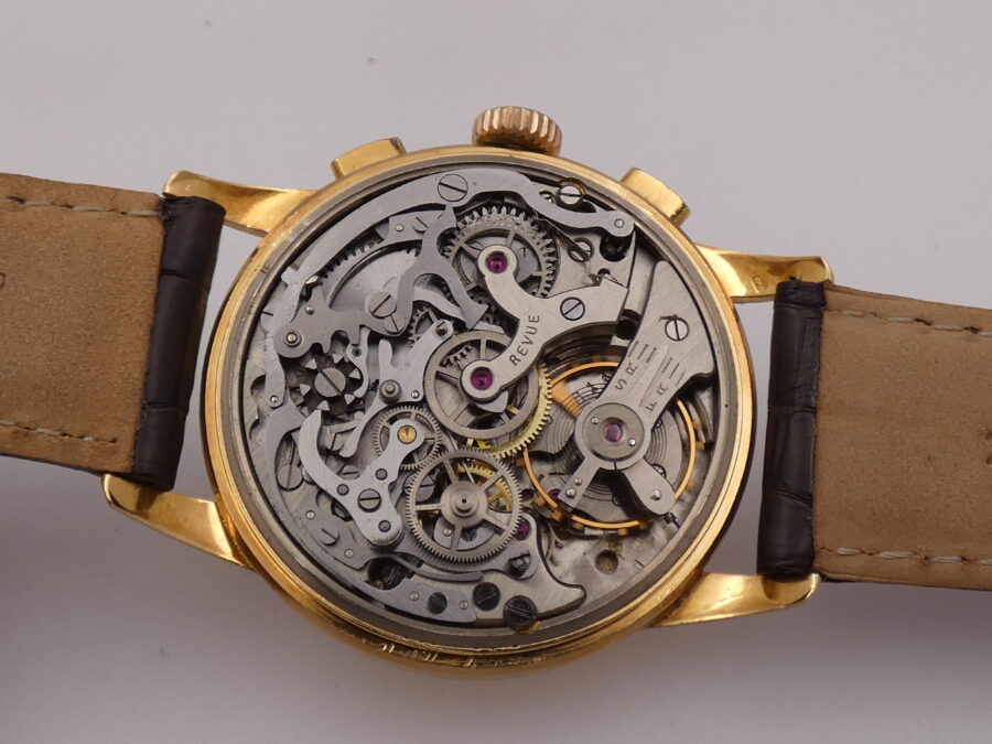 Revue Cronografo Oversize 38mm Oro Rosa 18Kt Calibro Angelus 215 APPENA REVISIONATO '50s Column Wheel - immagine 15