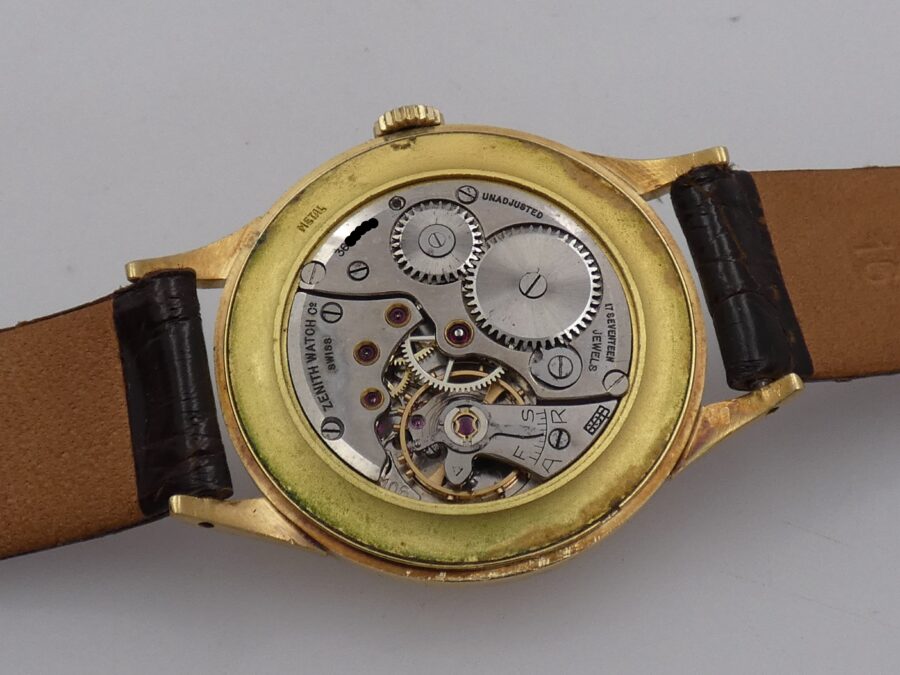 Zenith Stellina Oro Massiccio 18Kt ANNO 1947 Carica Manuale Leaf Hands Vintage - immagine 16