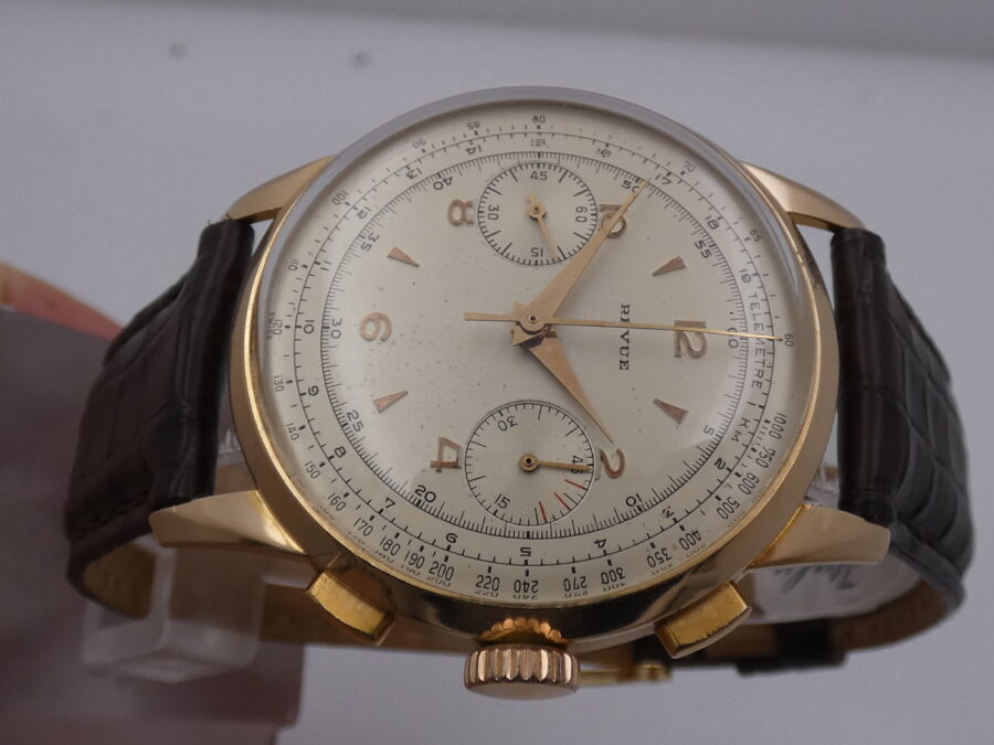 Revue Cronografo Oversize 38mm Oro Rosa 18Kt Calibro Angelus 215 APPENA REVISIONATO '50s Column Wheel - immagine 3