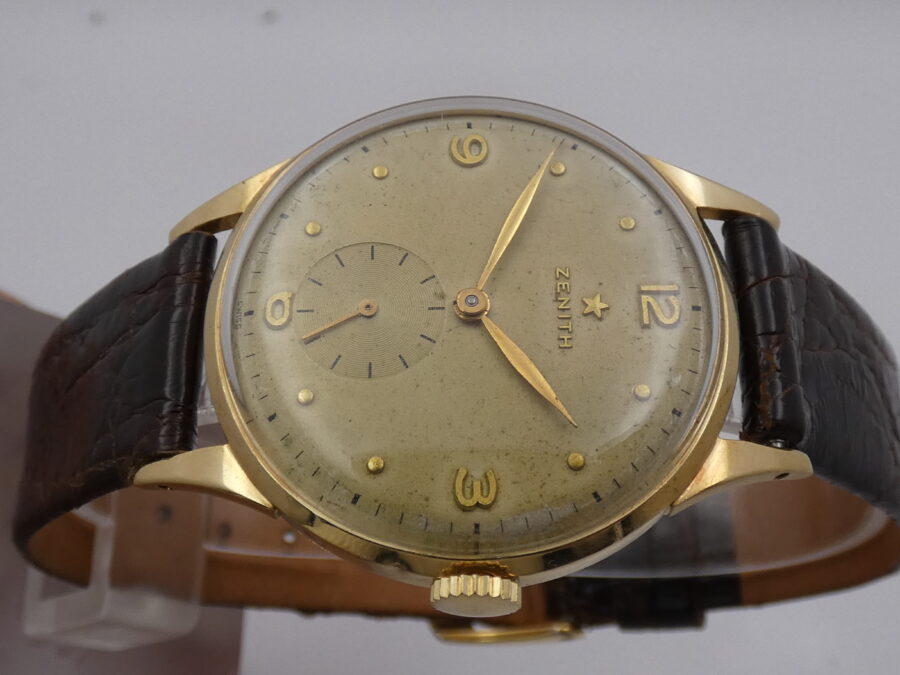 Zenith Stellina Oro Massiccio 18Kt ANNO 1947 Carica Manuale Leaf Hands Vintage - immagine 3