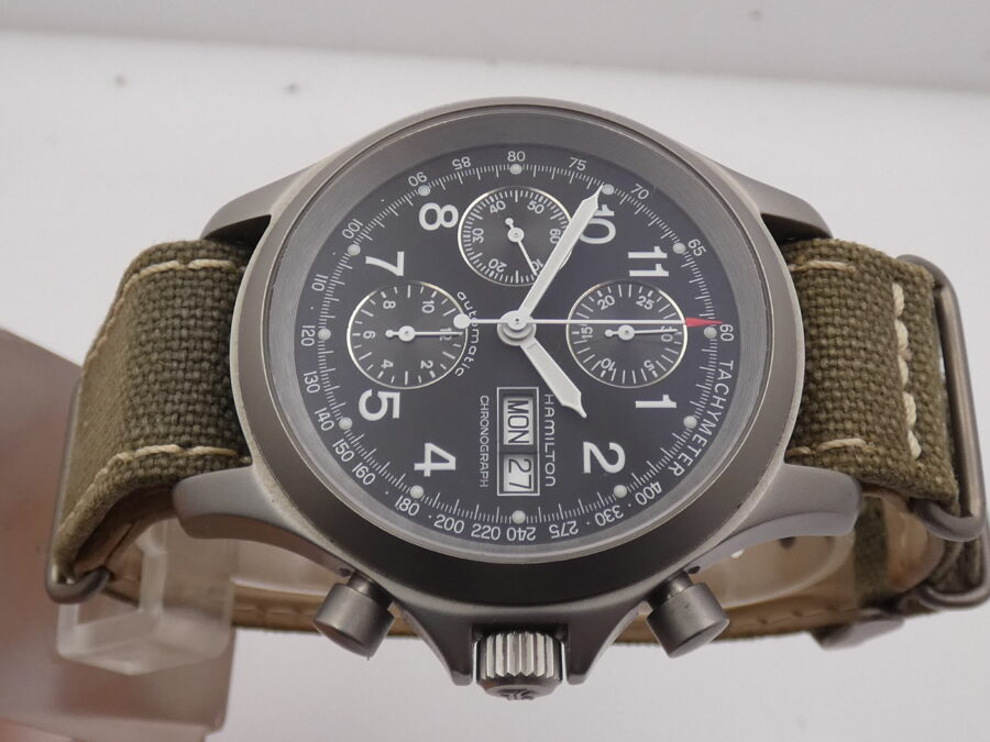 Hamilton Raro Khaki Field Cronografo Day Date Military 3826 Anni 2000's Automatico Acciaio - immagine 3