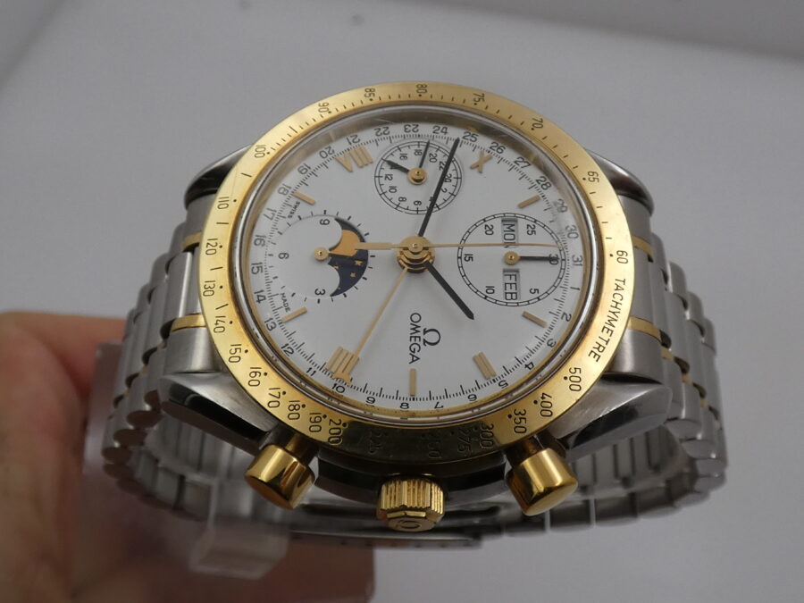 Omega Speedmaster Triple Date Moonphases BOX&PAPERS Italia Acciaio & Oro 18Kt 175.0034 Automatico Anno 1992 - immagine 3