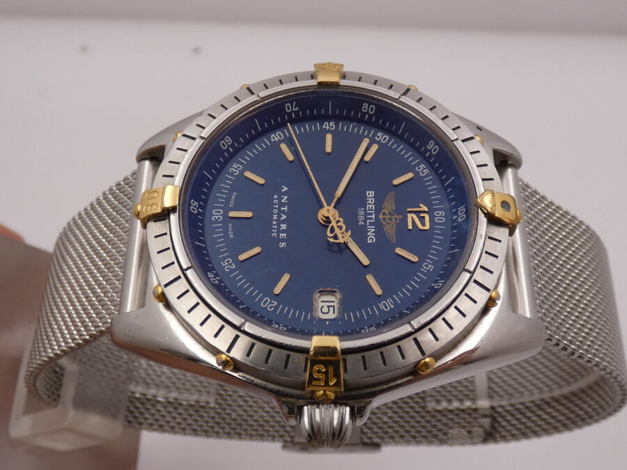 Breitling Antares B10048 Automatico Acciaio & Oro 18 Kt Blue Dial ANNI '90 - immagine 4