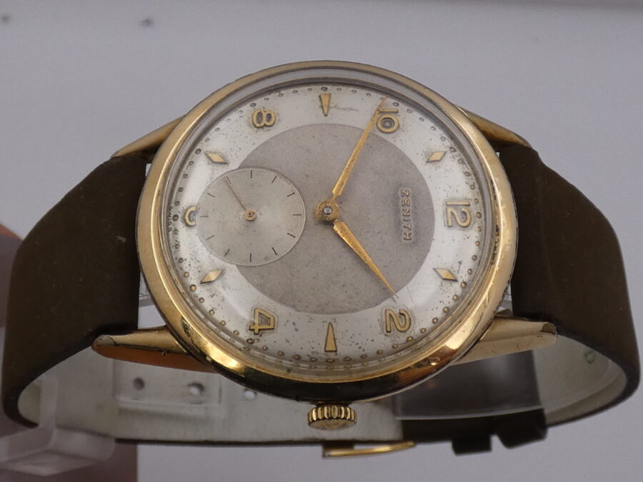 Zenith Vintage Oversize Big Second 36mm ANNO 1953 Laminato Oro 18Kt Carica Manuale - immagine 3