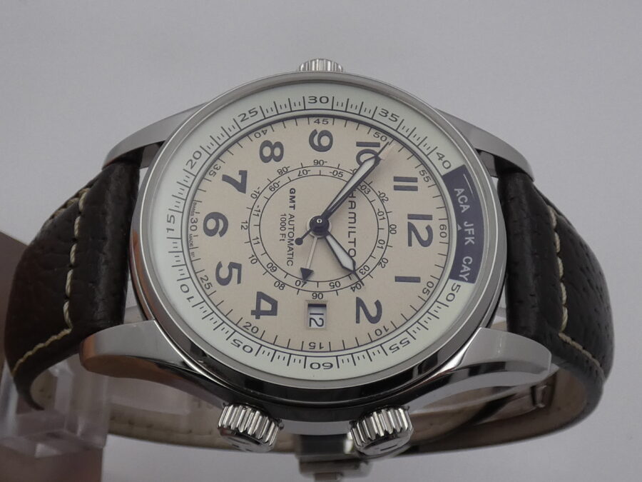 Hamilton Khaki Navy Utc GMT H775250 LIKE NEW Tripla Corona BOX&PAPERS Automatico Acciaio - immagine 3