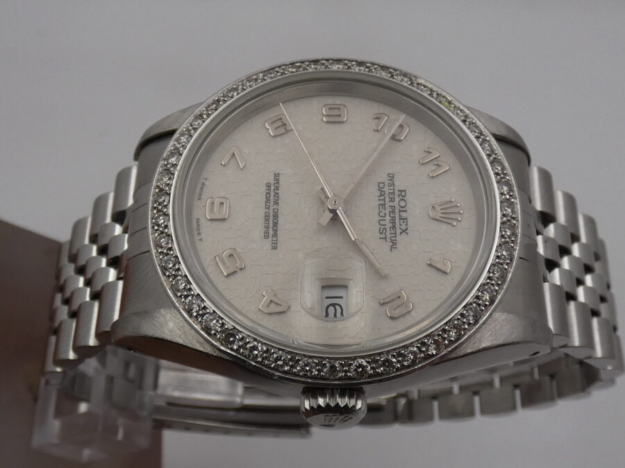 Rolex Datejust 36 16200 Jubilee Century Dial 1ct Diamonds Bezel YEAR 1994 Automatic Steel - immagine 3